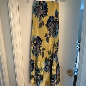 Floral Pleated Yellow and Blue Dress